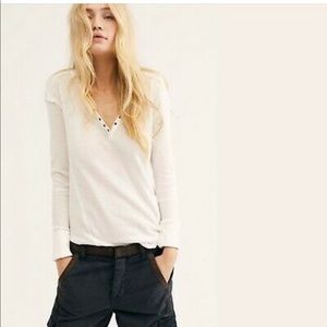 NWT Free People Military Mix Henley Top